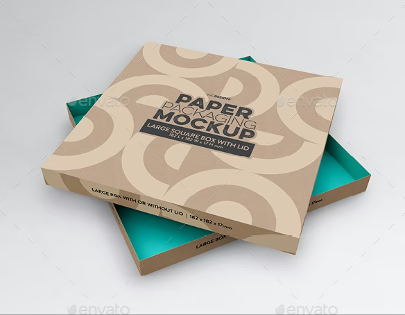 GraphicRiver - Large Square Paper Box and Lid Packaging Mockup 27036185