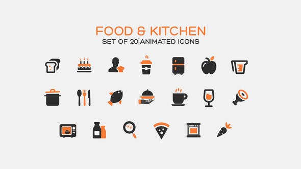 Videohive Food and Kitchen Icons 35554614