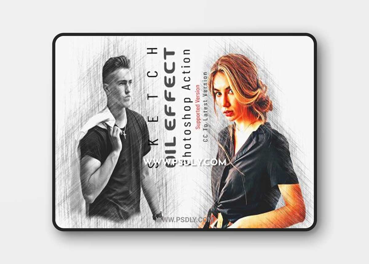 CreativeMarket - Sketch Oil Effect Photoshop Action 6924468