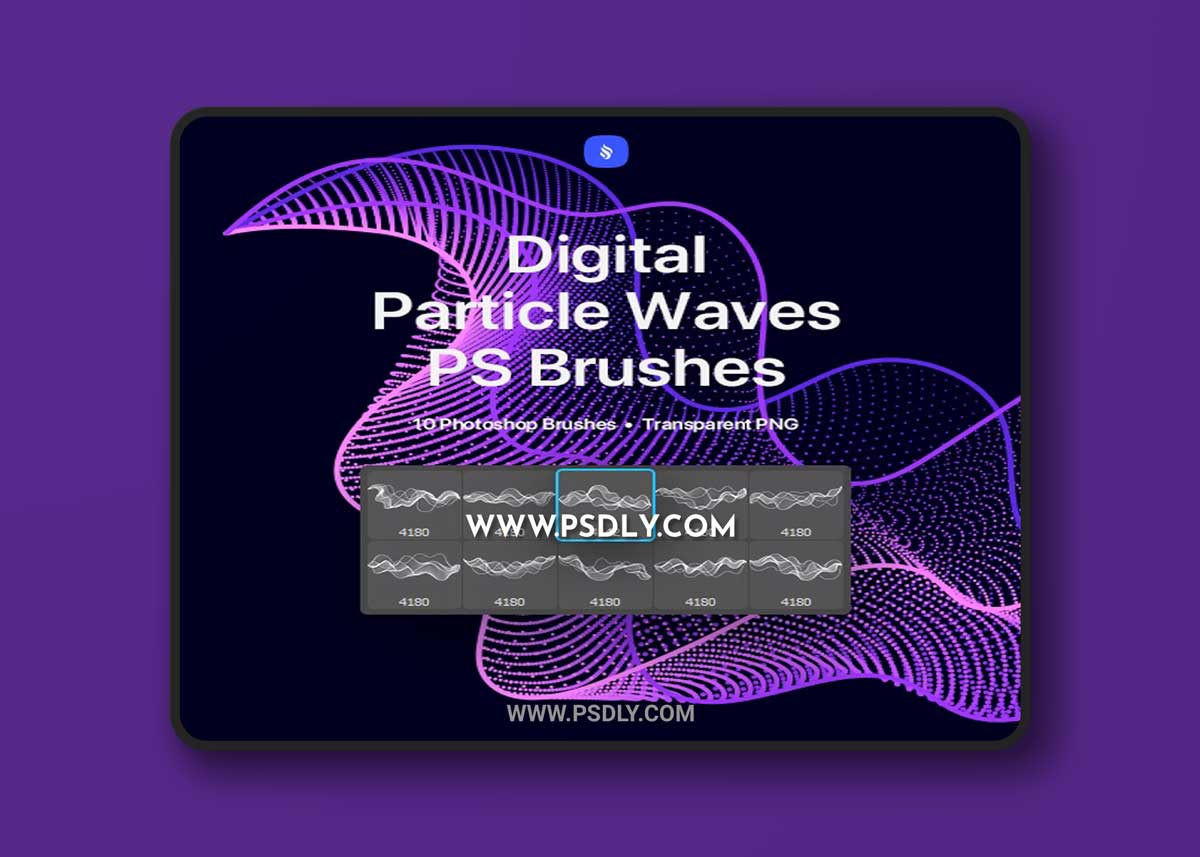 Digital Particle Waves Photoshop Brushes
