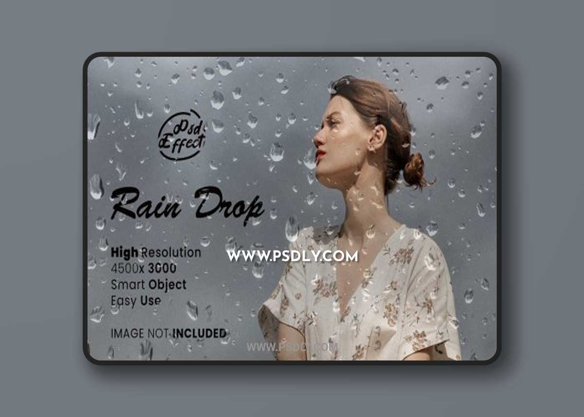 Raindrop photo effect psd