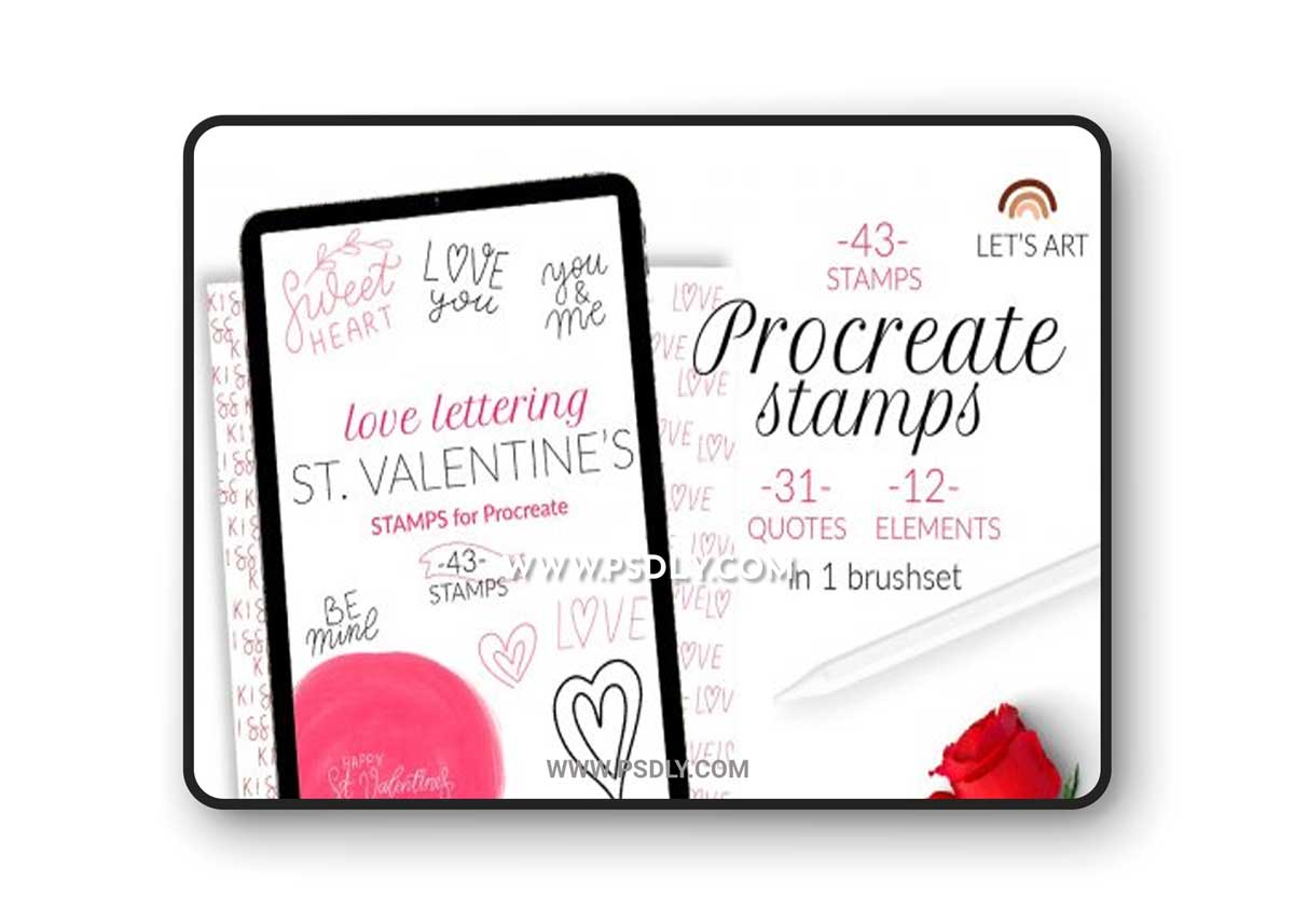 Valentine's Day Lettering Procreate stamps