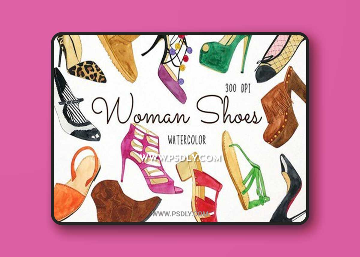 Watercolor Woman Shoes Clipart 2486511
