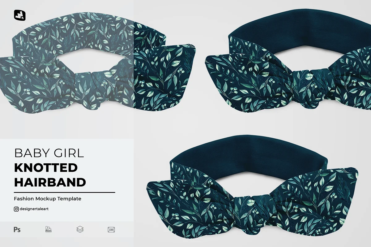 CreativeMarket - Baby Girl Knotted Hairband Mockup 6806717