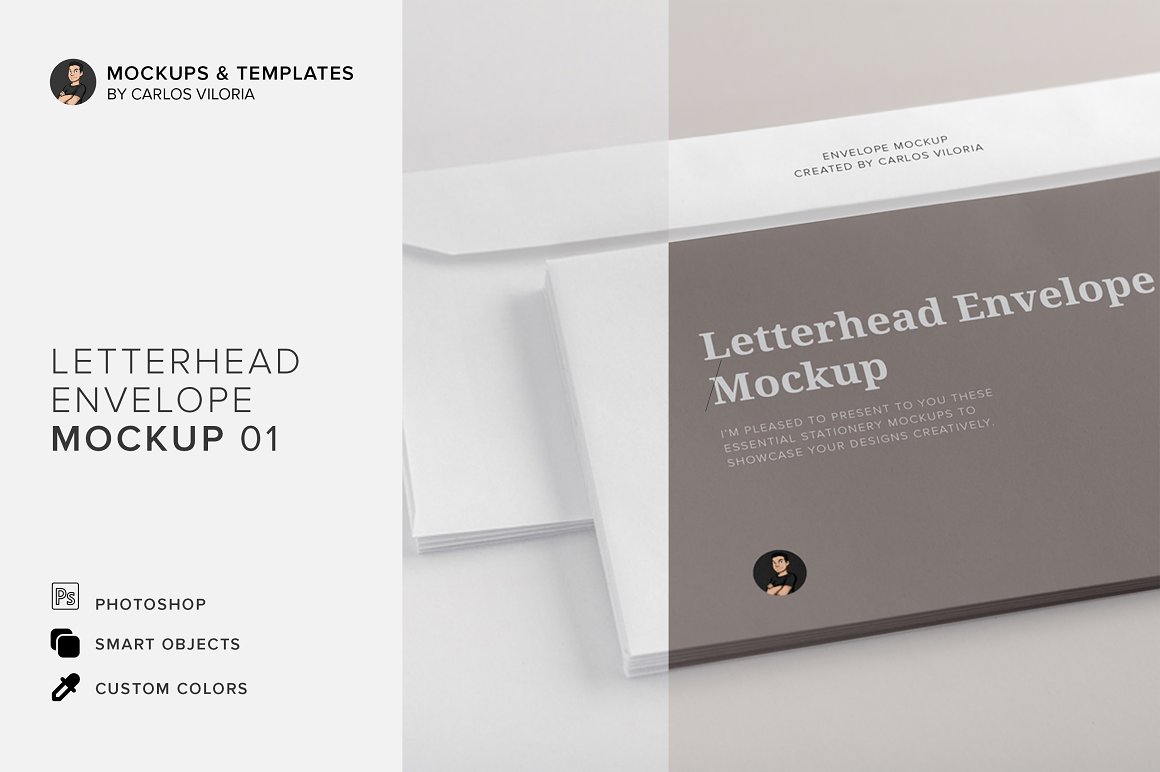 CreativeMarket - Letterhead Envelope Mockup 01 4524347