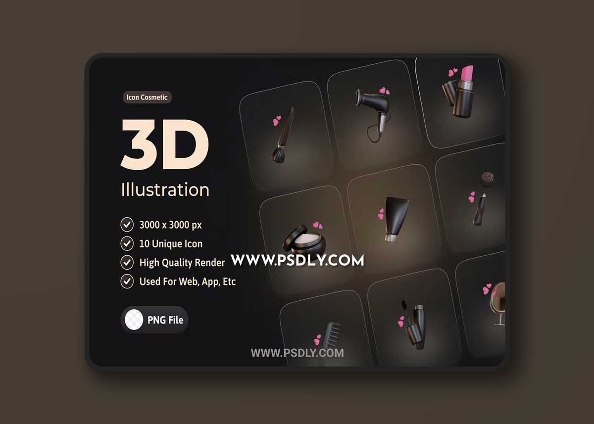 3d Cosmetic Icon Set Object NYFL8MJ