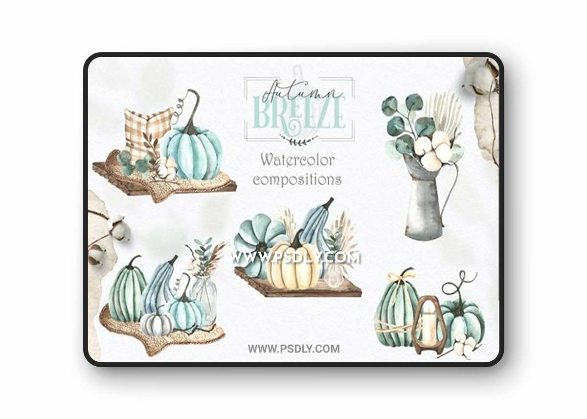 Autumn Breeze. Watercolor collection