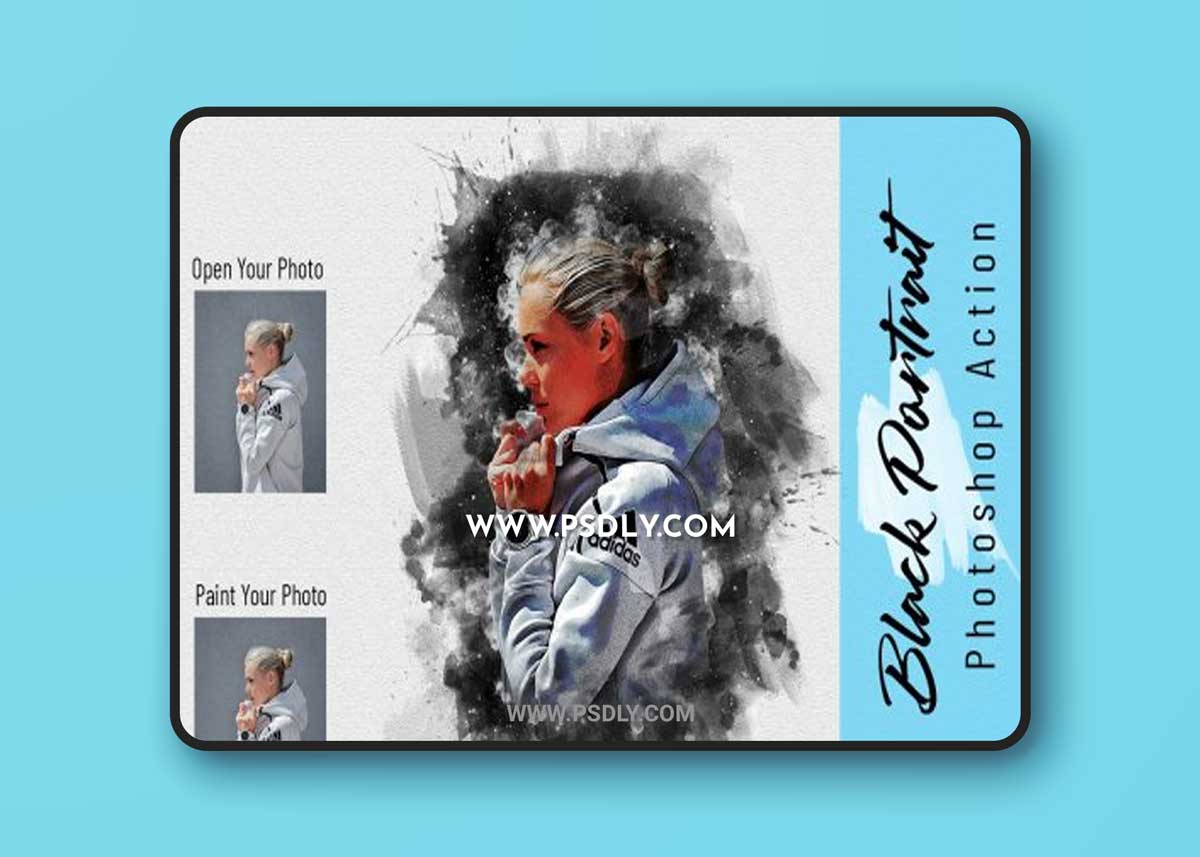 CreativeMarket - Black Portrait Photoshop Action 6928309