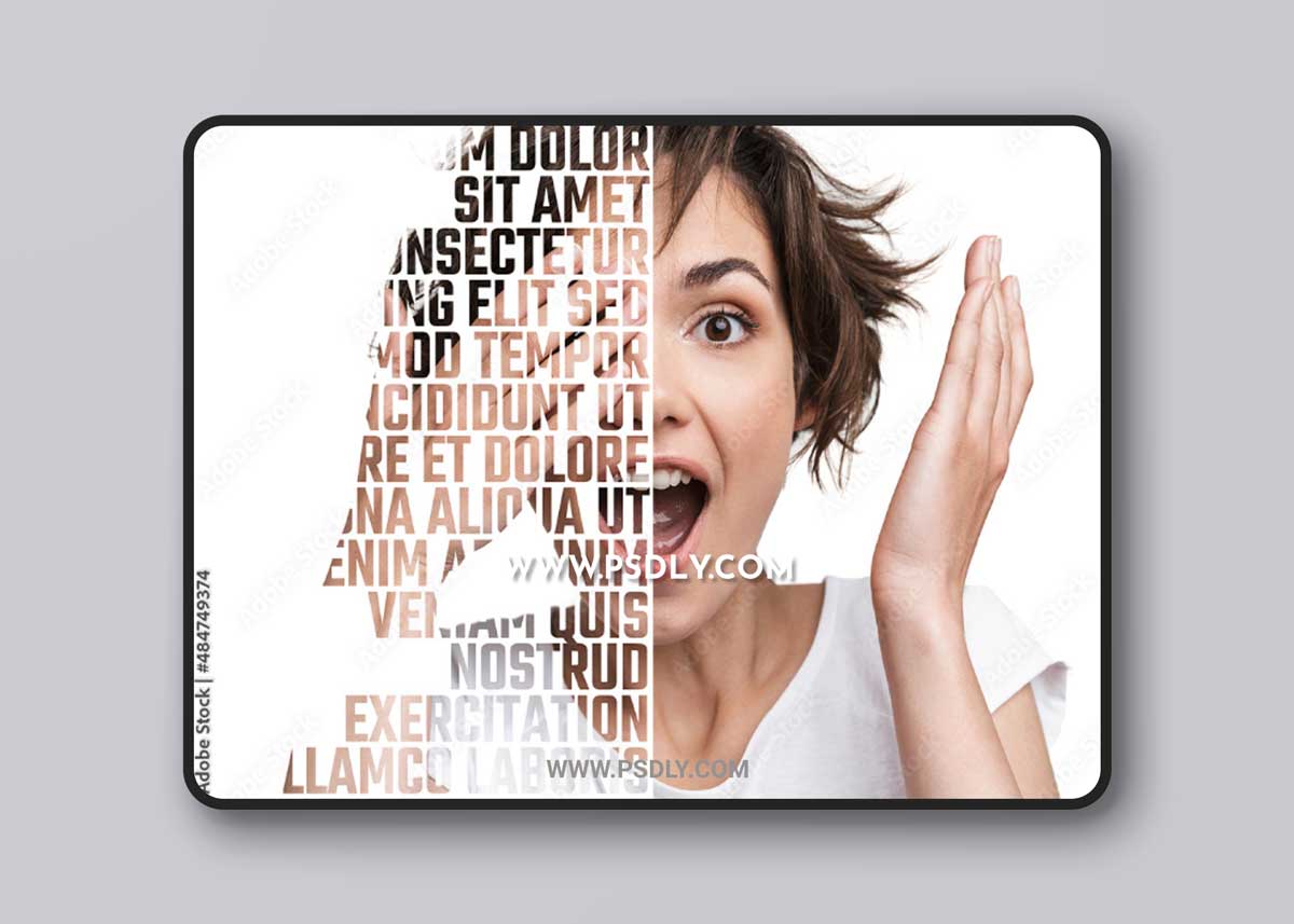 Text Masking Portrait Photo Effect Mockup 484749374