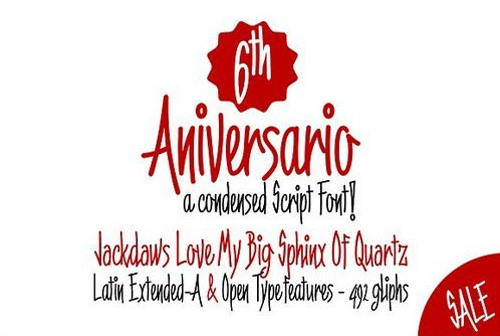6th Aniversario a condensed font