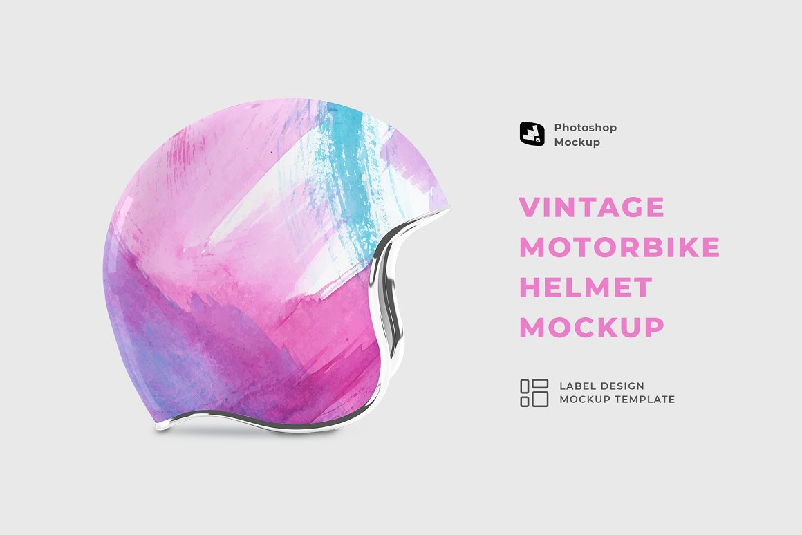 CreativeMarket - Vintage Motorbike Helmet Mockup 6917729