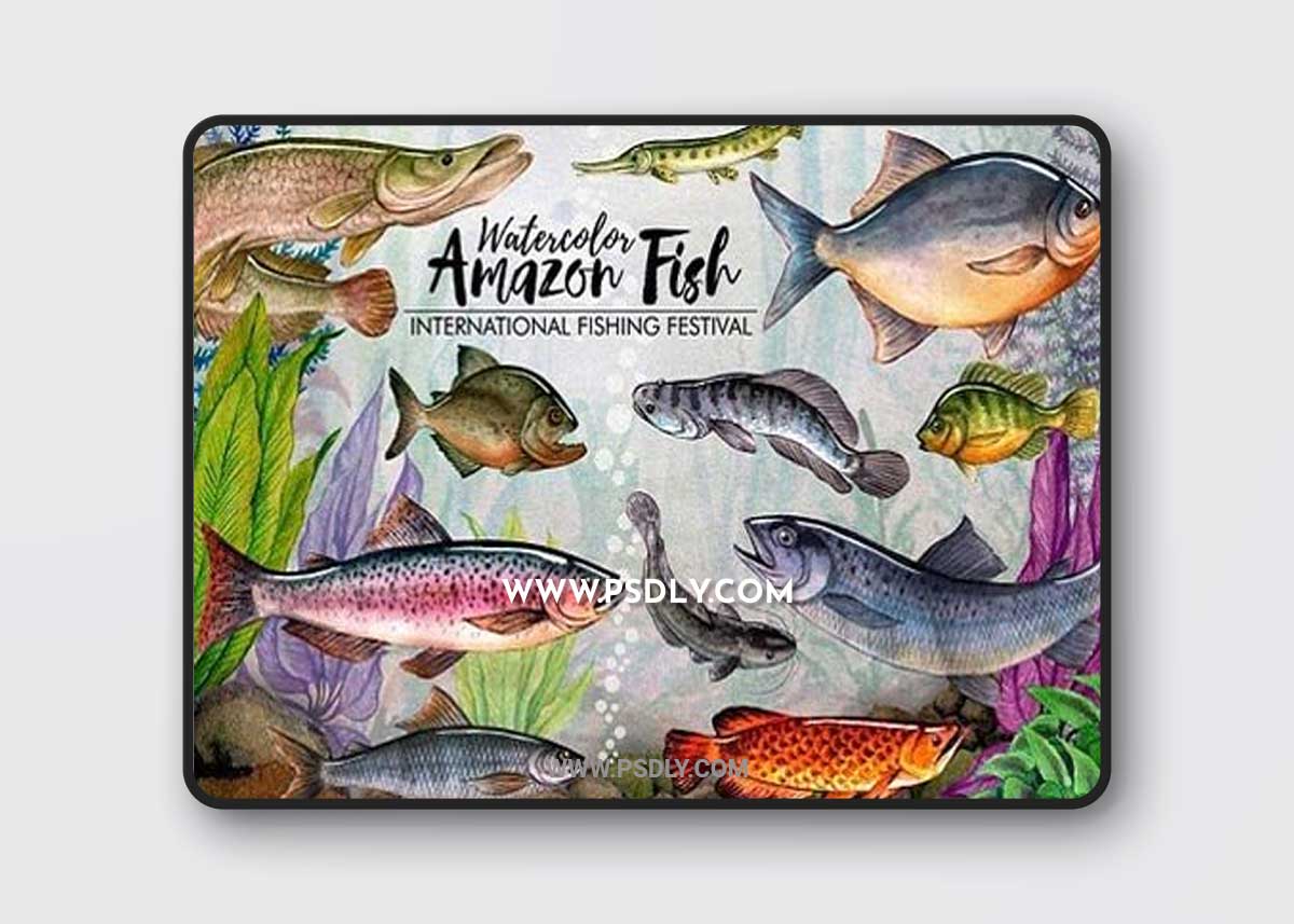Amazon Fishing Watercolor Transparent PNG
