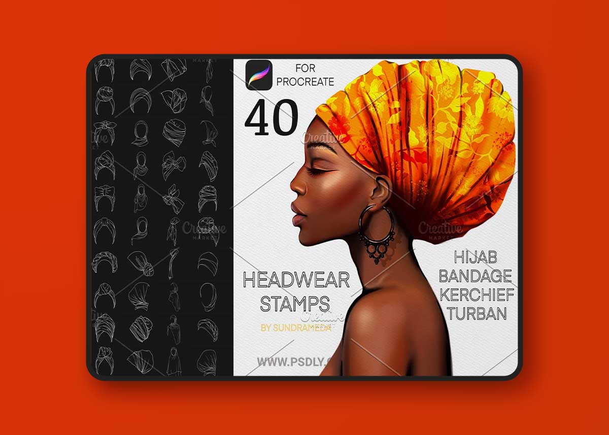 CreativeMarket - Headwear Procreate Brush Stamp. Hats 5961558