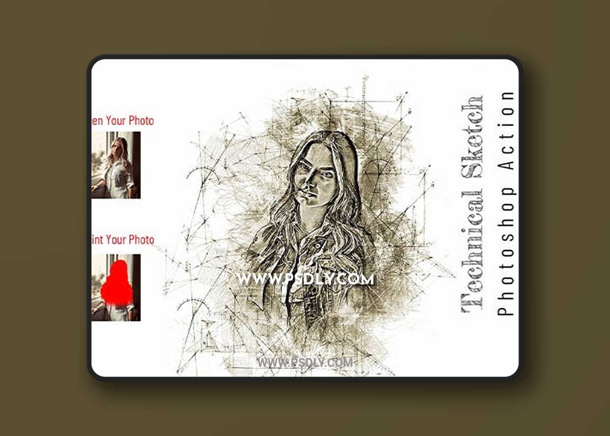 CreativeMarket - Technical Sketch Photoshop Action 7059014