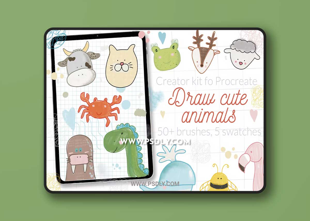 Cute animals Procreate stamps Z8JXVMD