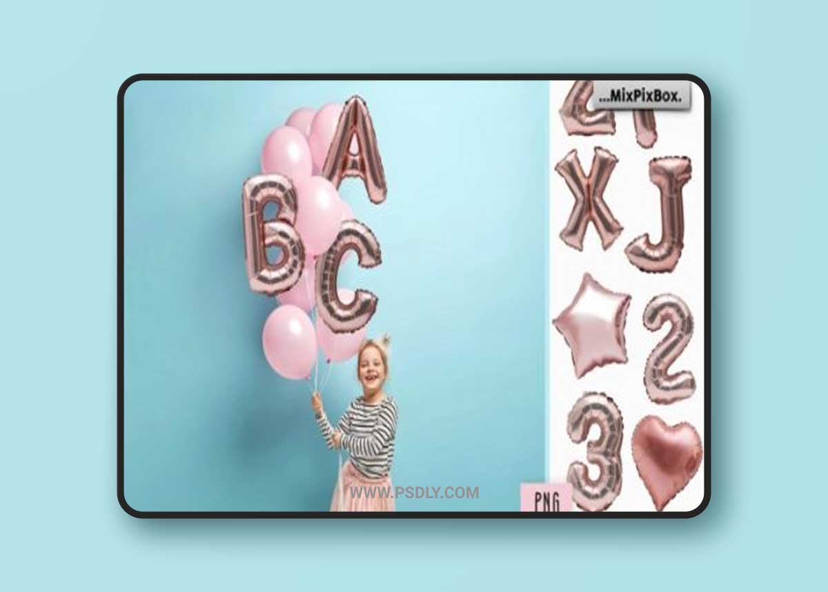Rose Gold Foil Balloons Overlays