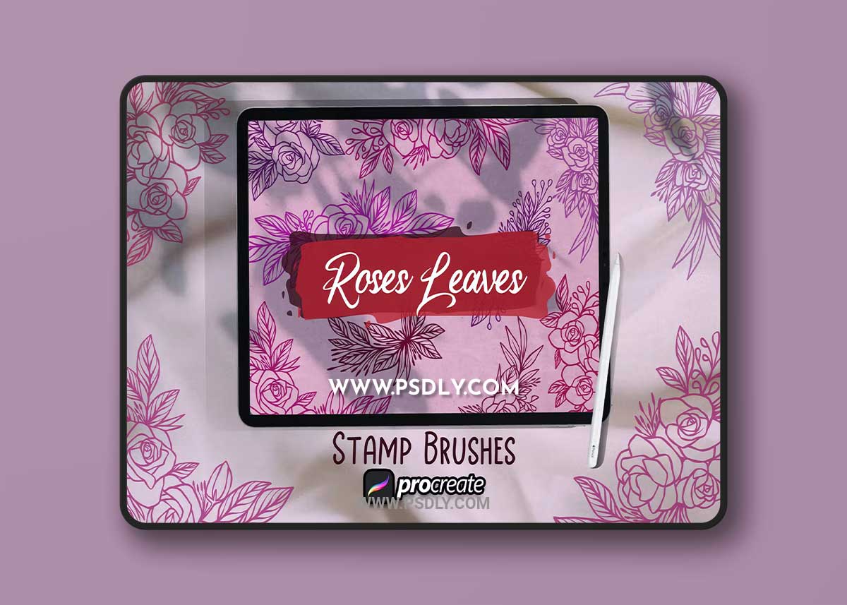 Roses Leaves Brush Stamp Procreate M5VSGLY