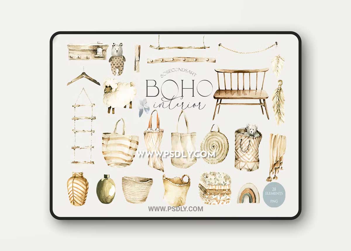 Watercolor boho interior Home decor Nursery Baby KDD4Q7K