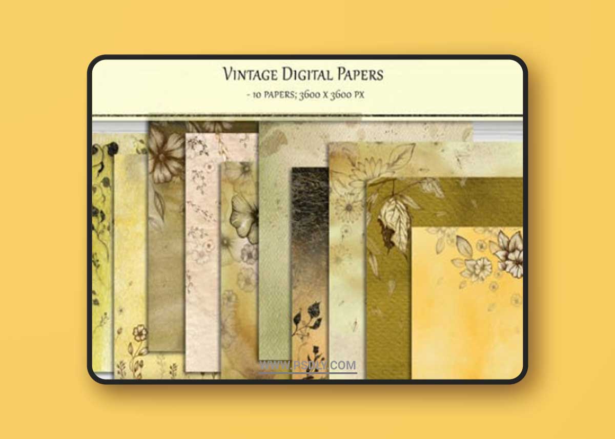 10 Vintage Textures - Scrapbook Papers Collection