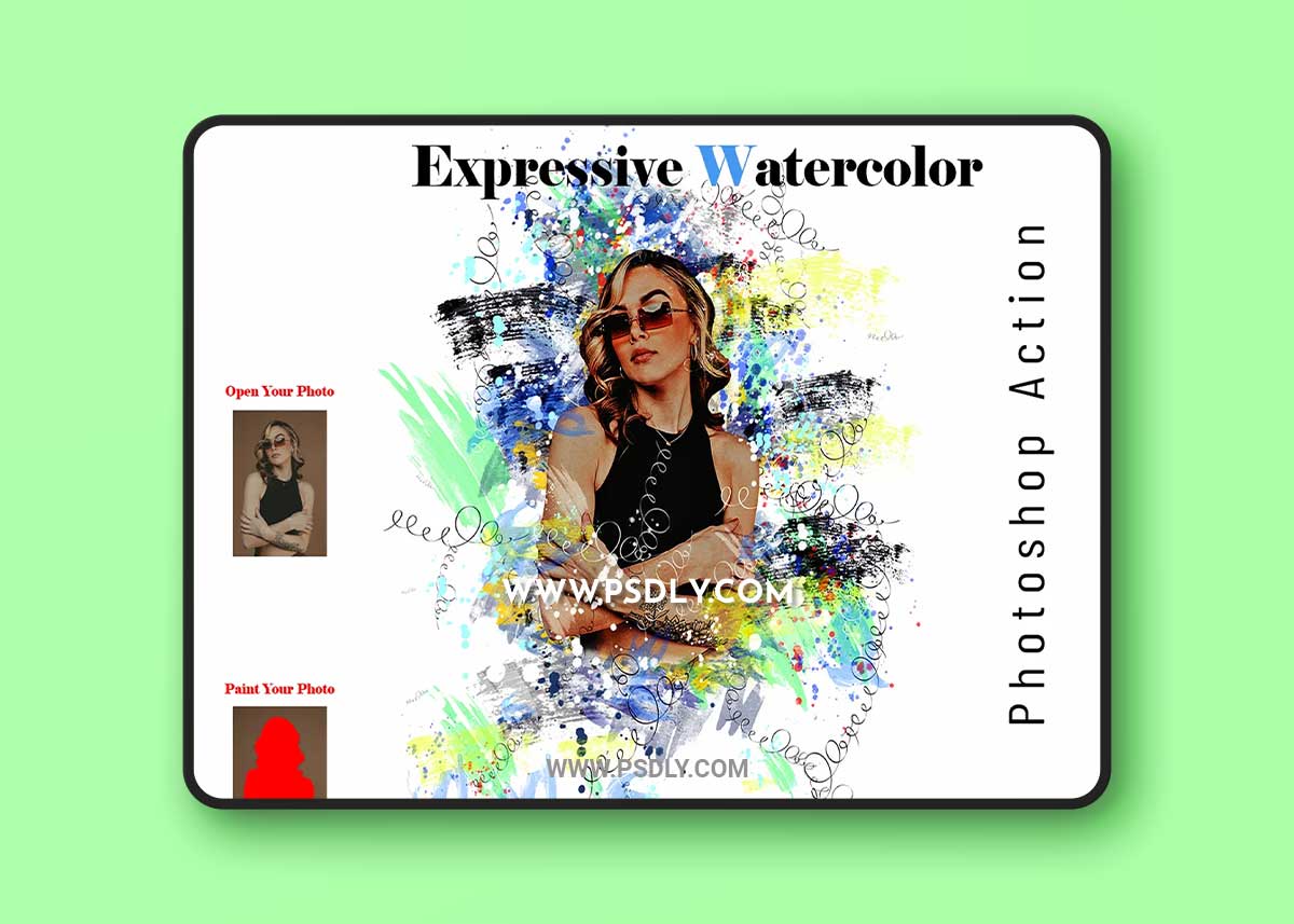 CreativeMarket - Expressive Watercolor PS Action 7120347