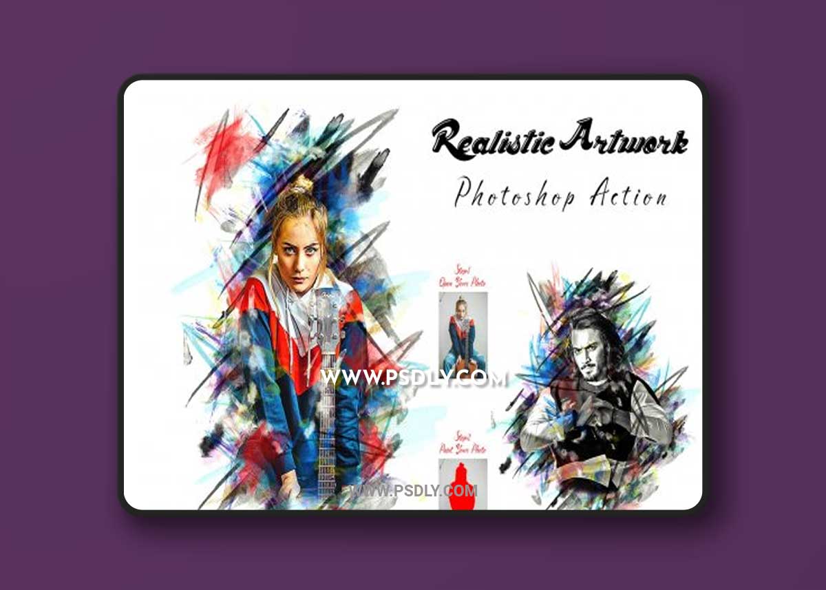 CreativeMarket - Realistic Artwork Photoshop Action 7140795