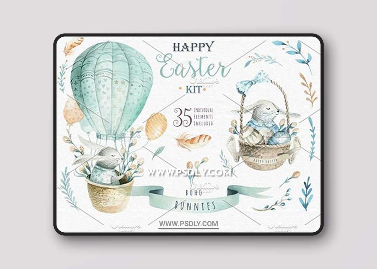 Happy easter with bunnies I