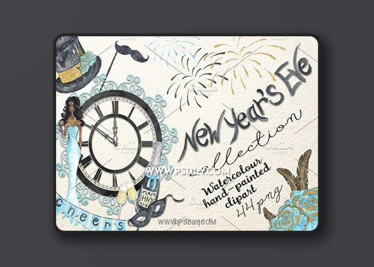 New Year Eve Watercolor Collection