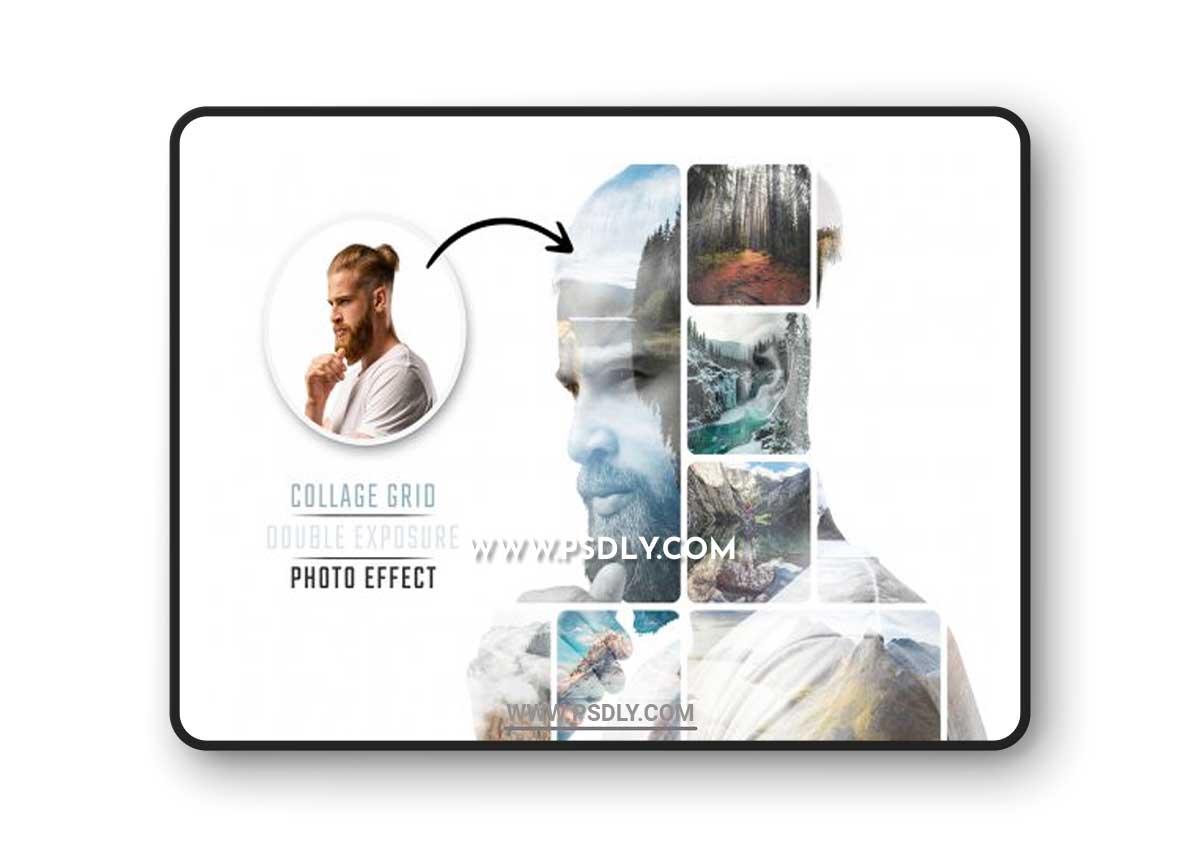 Photo Collage Double Exposure Album Effect Mockup 495731880