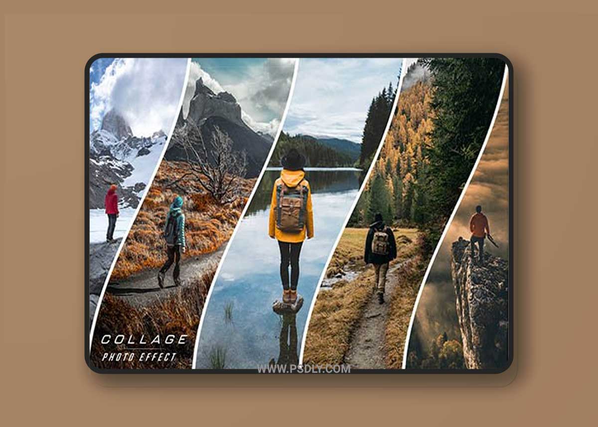 Photo Collage Strip Effect Mockup 484749366