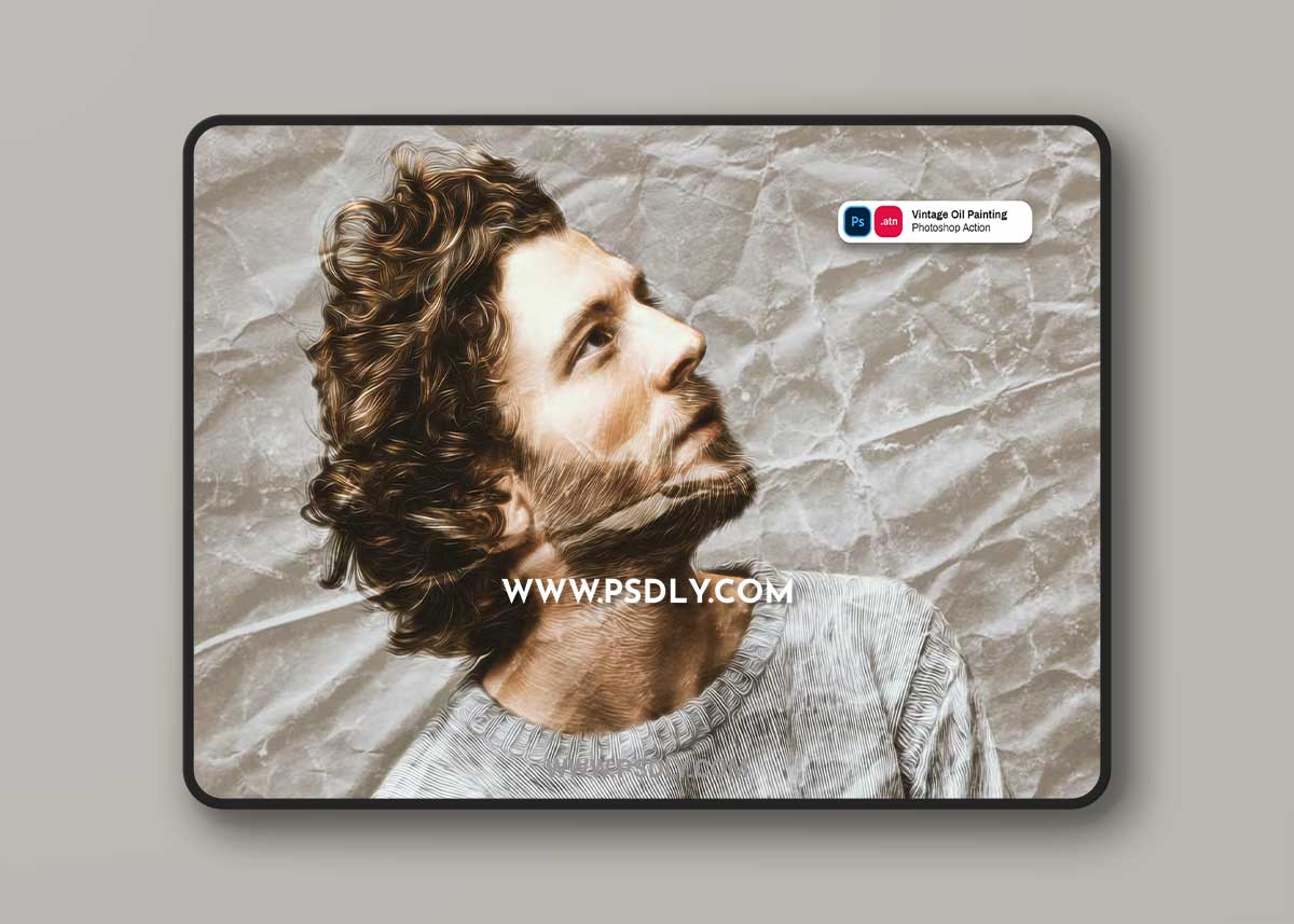 Vintage Oil Painting Crumpled Paper Action WPSKTA4