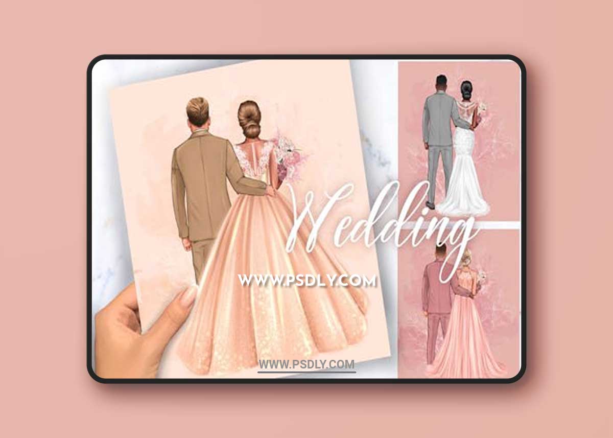 Wedding Clipart Invitation Gift - The Bride and Groom