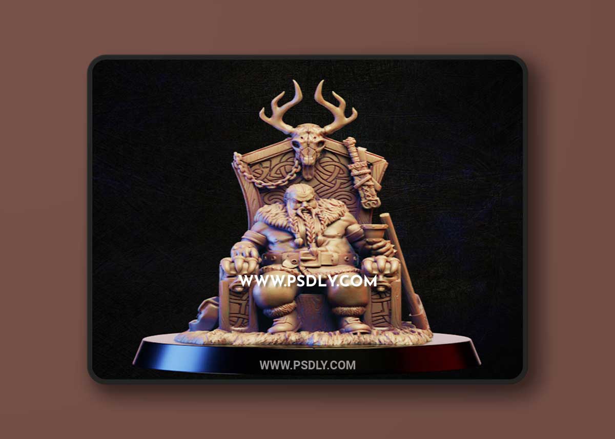 3D Print Model Barbarian konung on throne