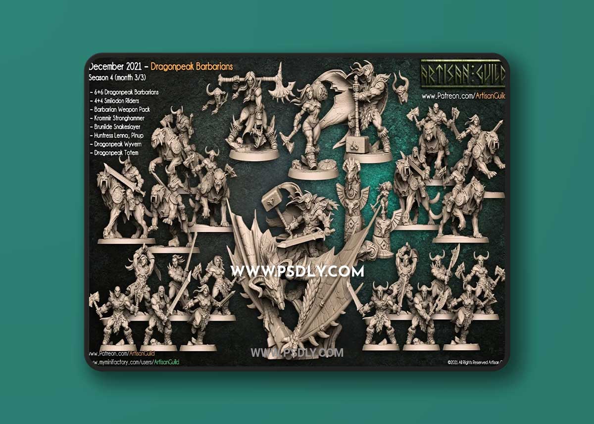 3D Print Models Artisan Guild - Dragonpeak Barbarians