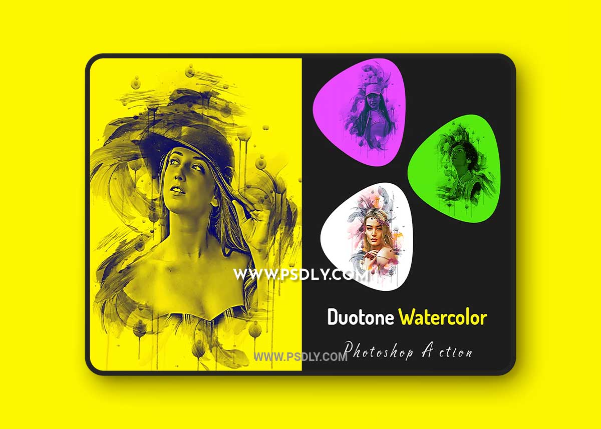 CreativeMarket - Duotone Watercolor Photoshop Action 7187748