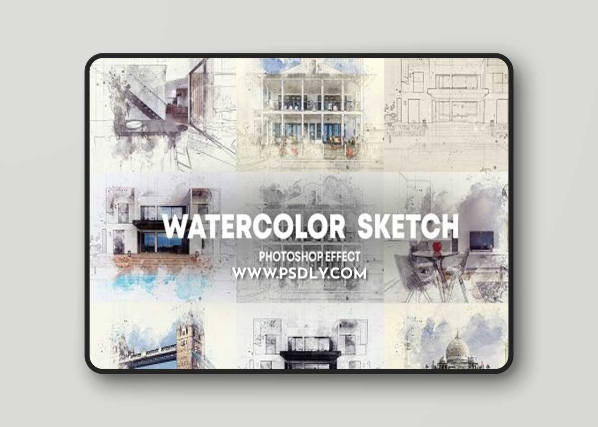 CreativeMarket - Watercolor Sketch Photoshop Effect 7212989