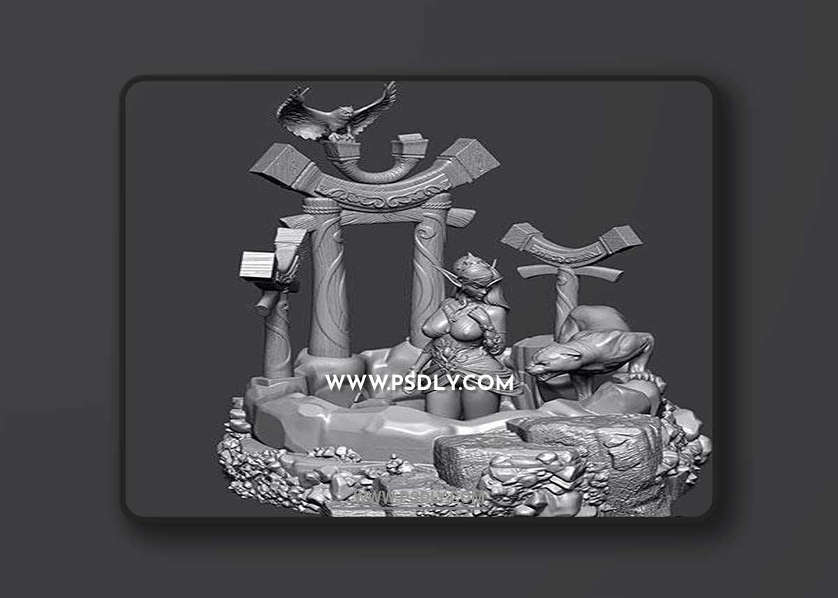 Tyrande Elfe - Fontaine 3D Print Model