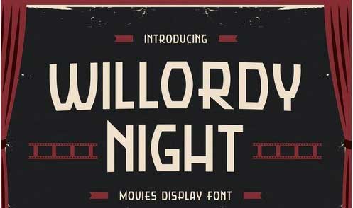 Willordy Night - Movies Display Font