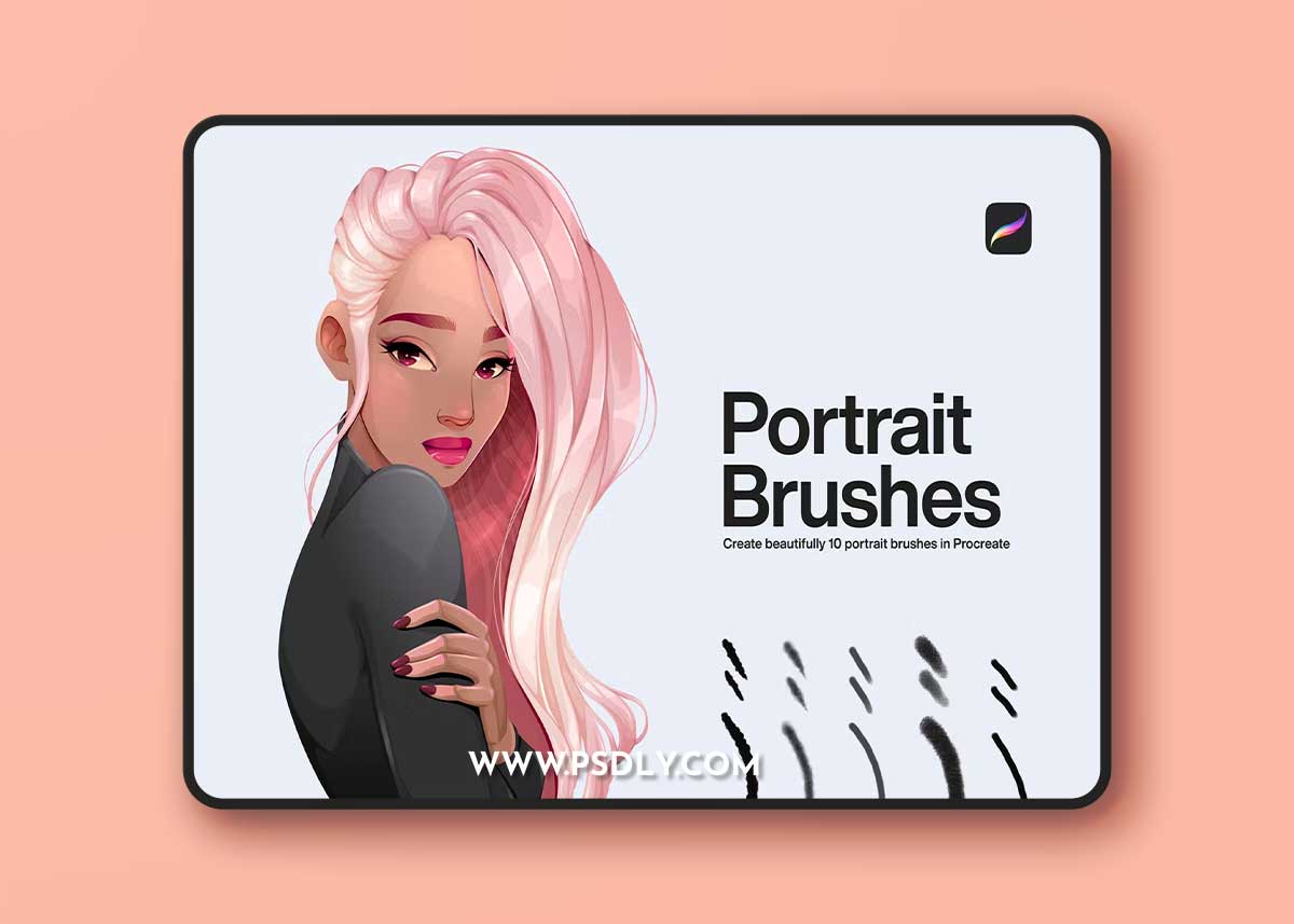 10 Portrait Brushes Procreate UVFLKAS