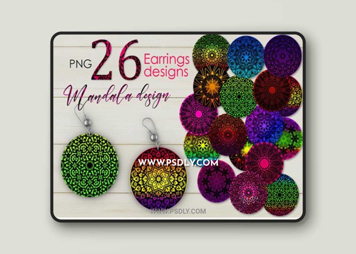26 Round Mandala Rainbow Designs Bundle With Transparent Backgrounds
