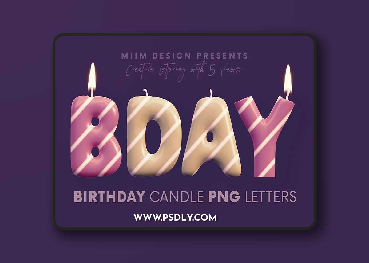 CreativeMarket - Birthday Candle - 3D Lettering 7109431