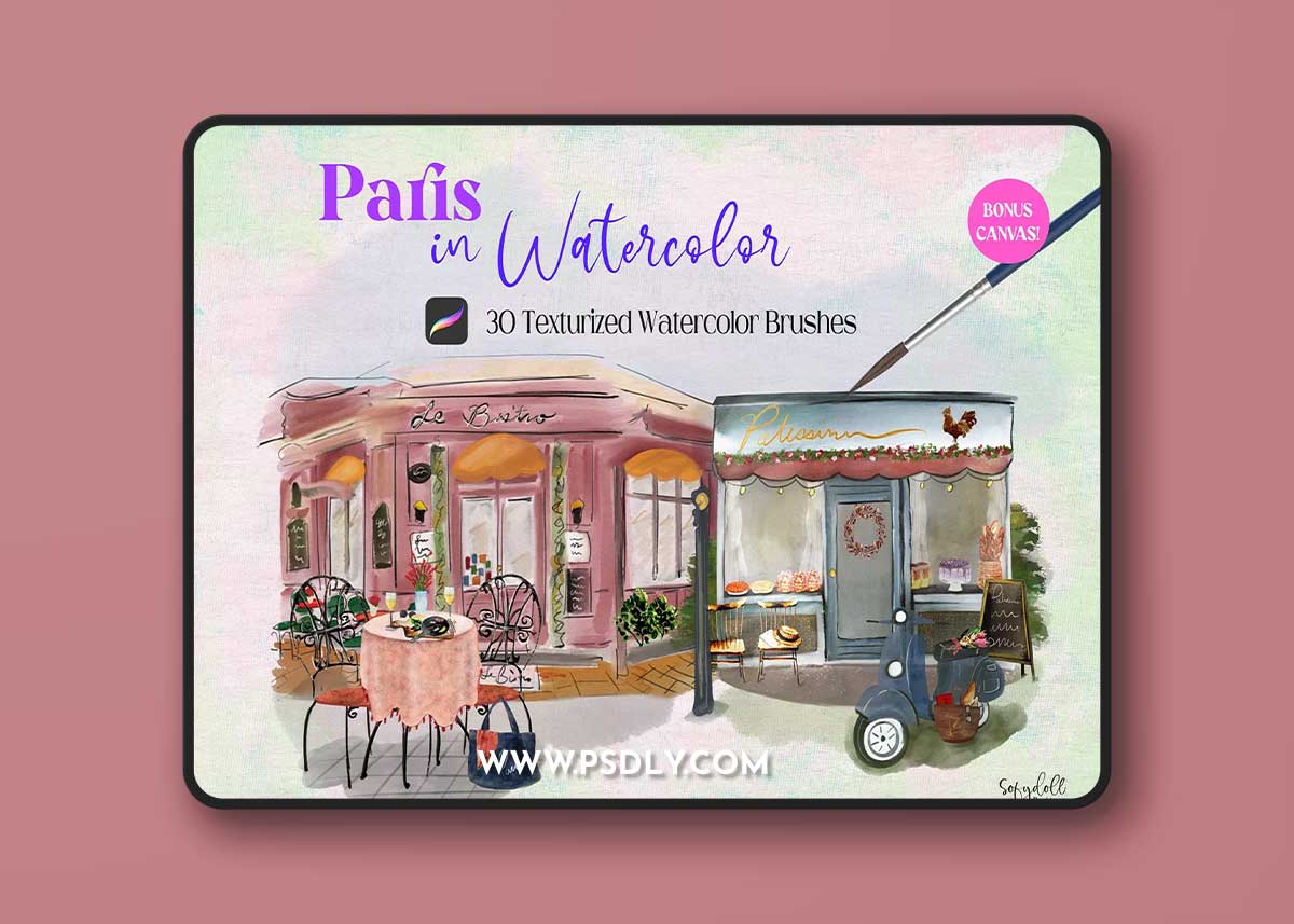 CreativeMarket - Paris in Watercolor for Procreate 6289406