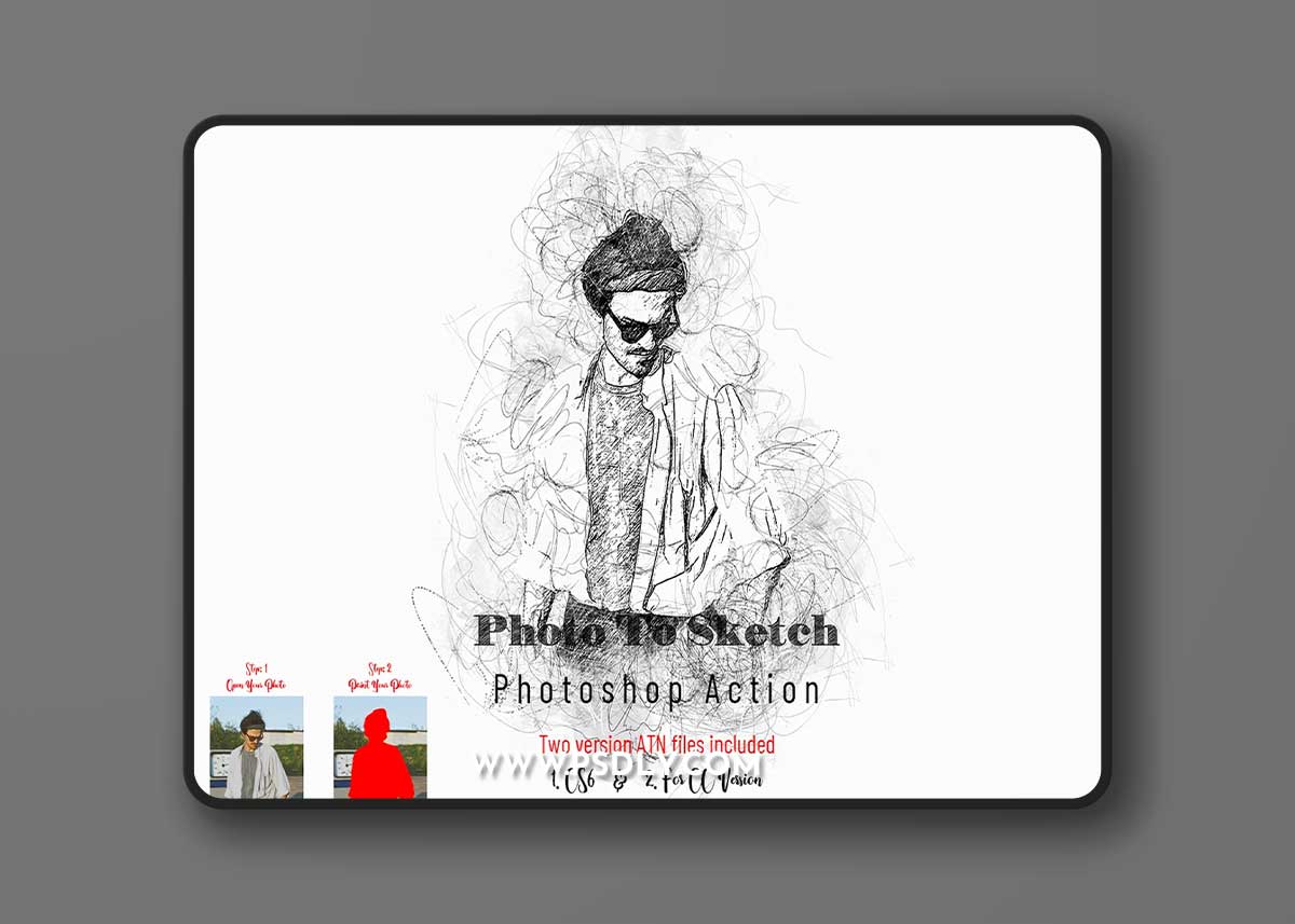 CreativeMarket - Photo To Sketch Photoshop Action 7315002
