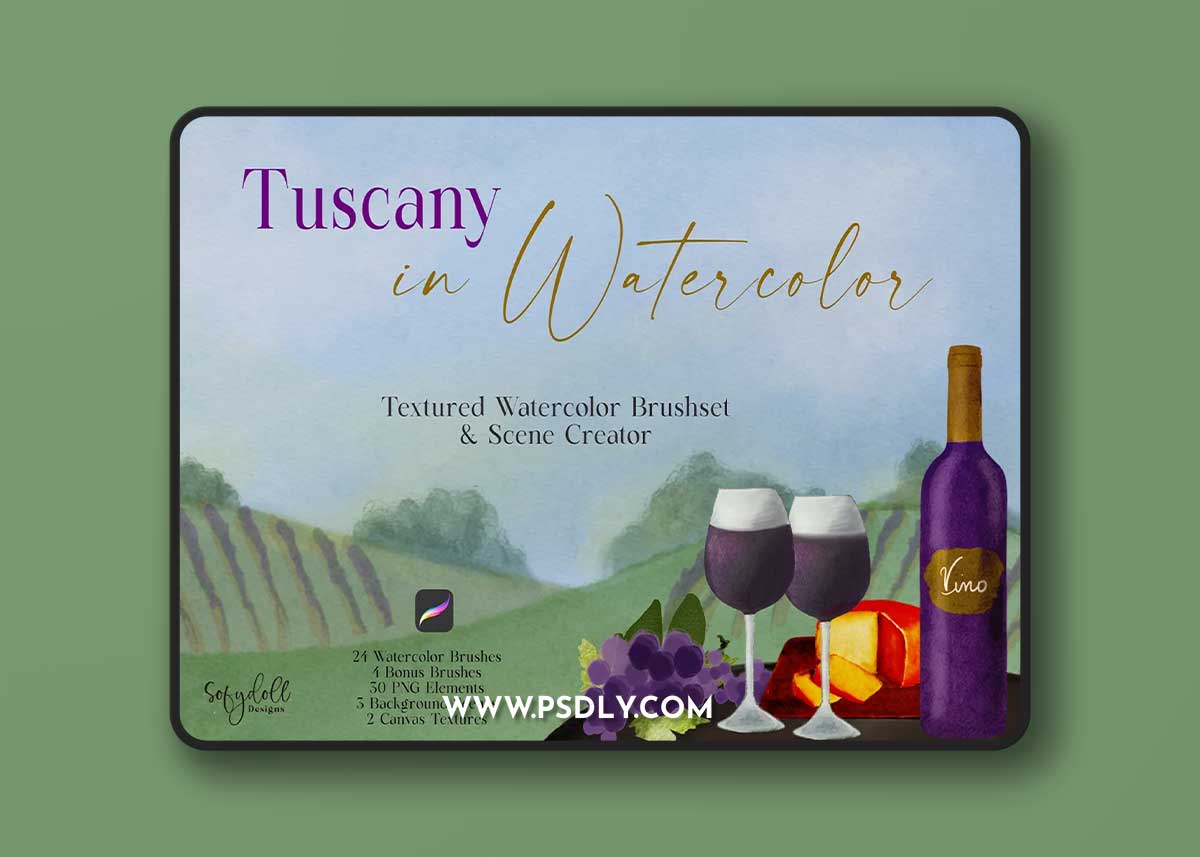 CreativeMarket - Tuscany in Watercolor for Procreate 6578475