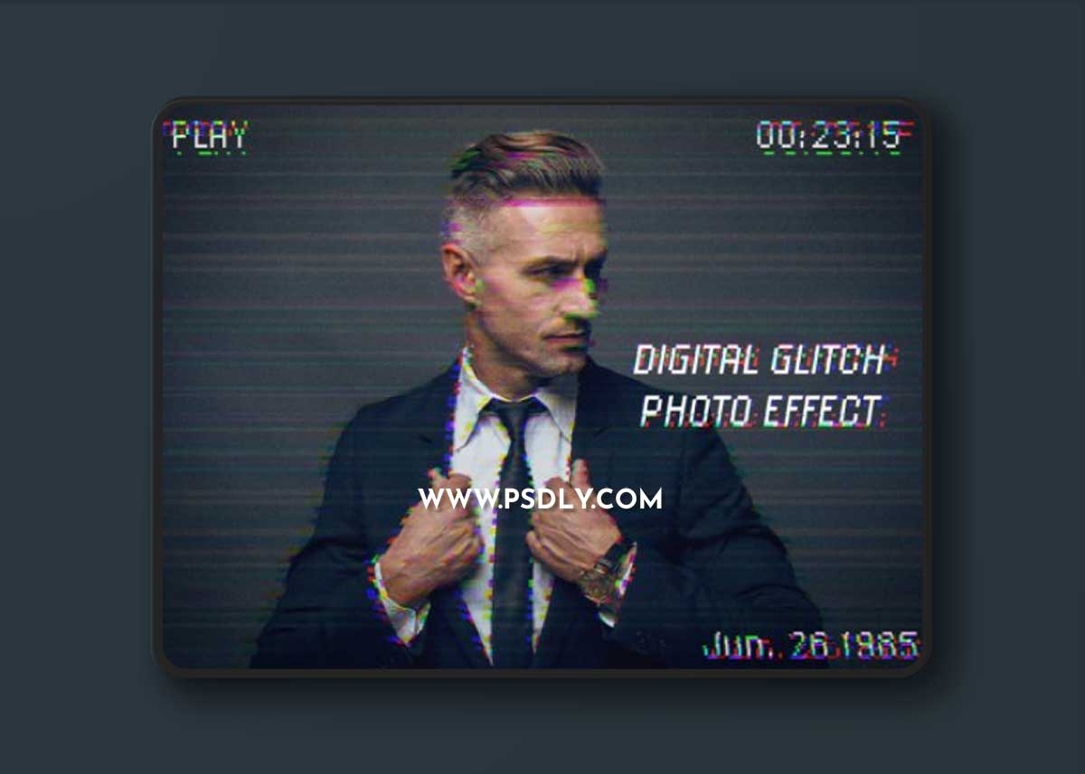 Glitch Camcorder Photo Effect Mockup 507374082