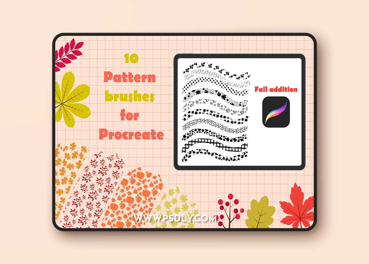 Procreate pattern brushes. Fall addition HF2LXKP