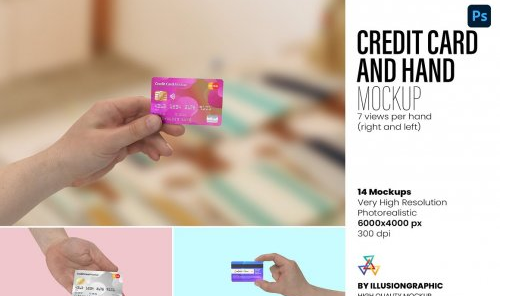 CreativeMarket - Credit Card and Hand Mockup 7273391