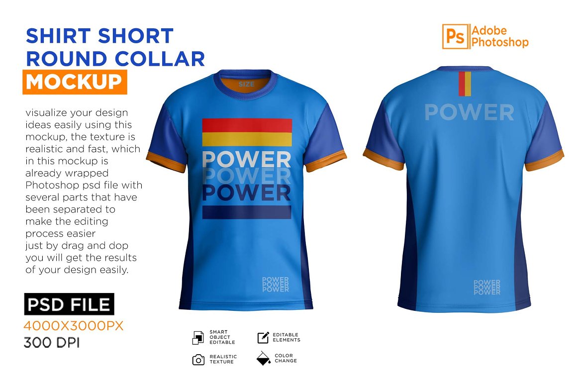 CreativeMarket - Shirt Short Collar Round Mockup 7249963