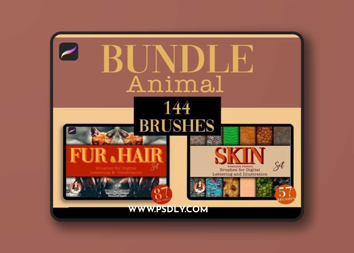 144 Animal Procreate Brush Set Bundle