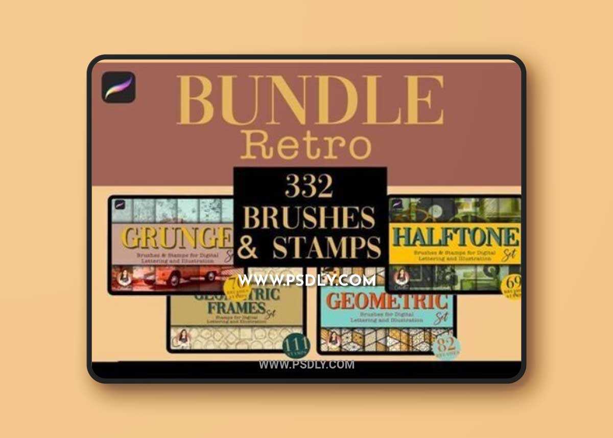 332 Vintage Retro Procreate Brush Bundle