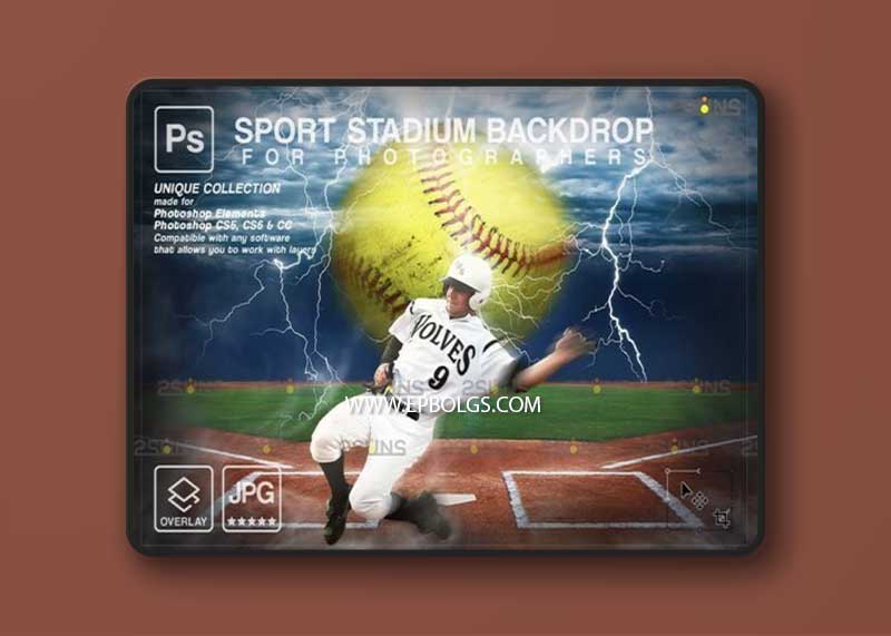CreativeMarket - Softball Backdrop Sports Digital 7394683